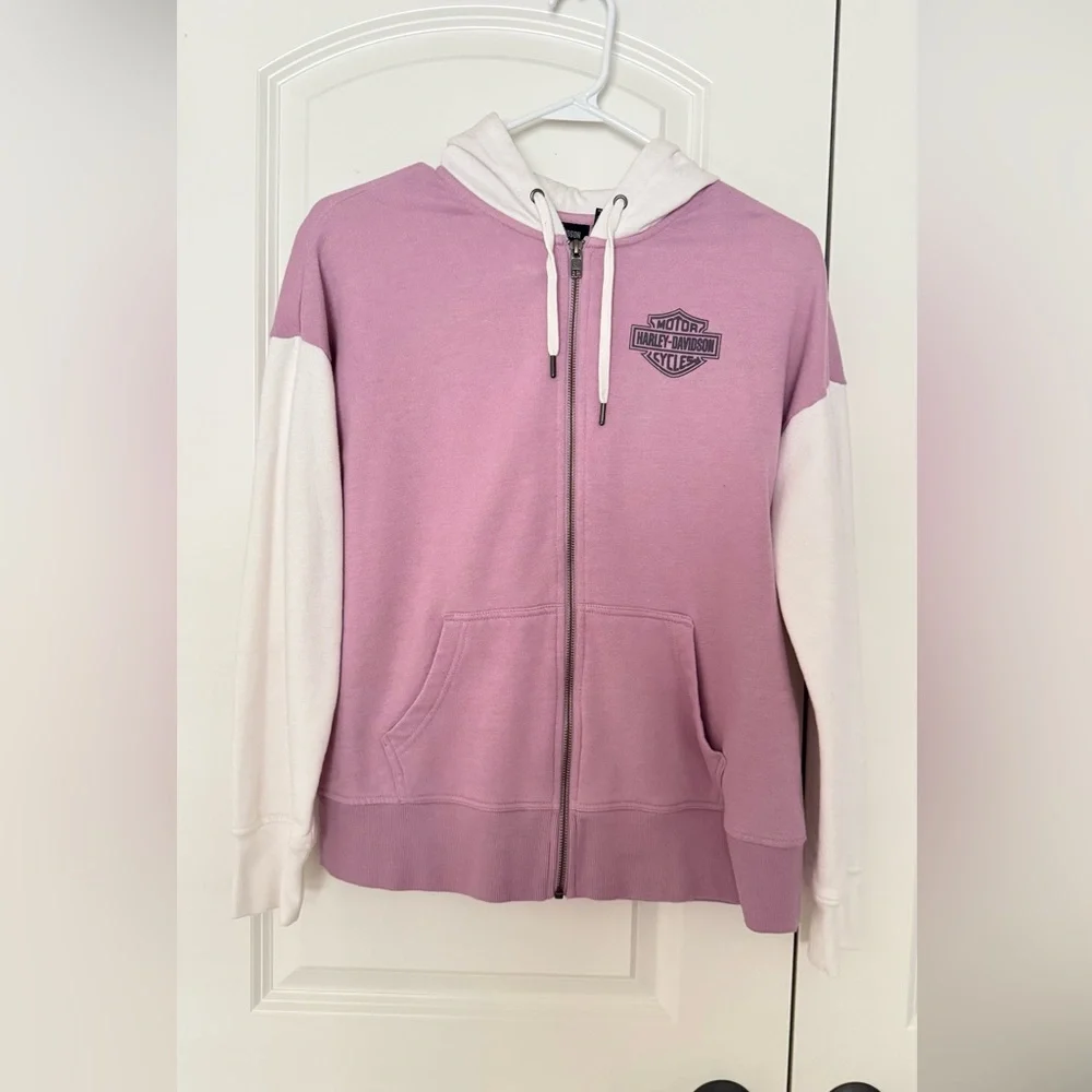 Harley-Davidson Purple and White Color block Full-Zip Hoodie - Picture 1 of 3